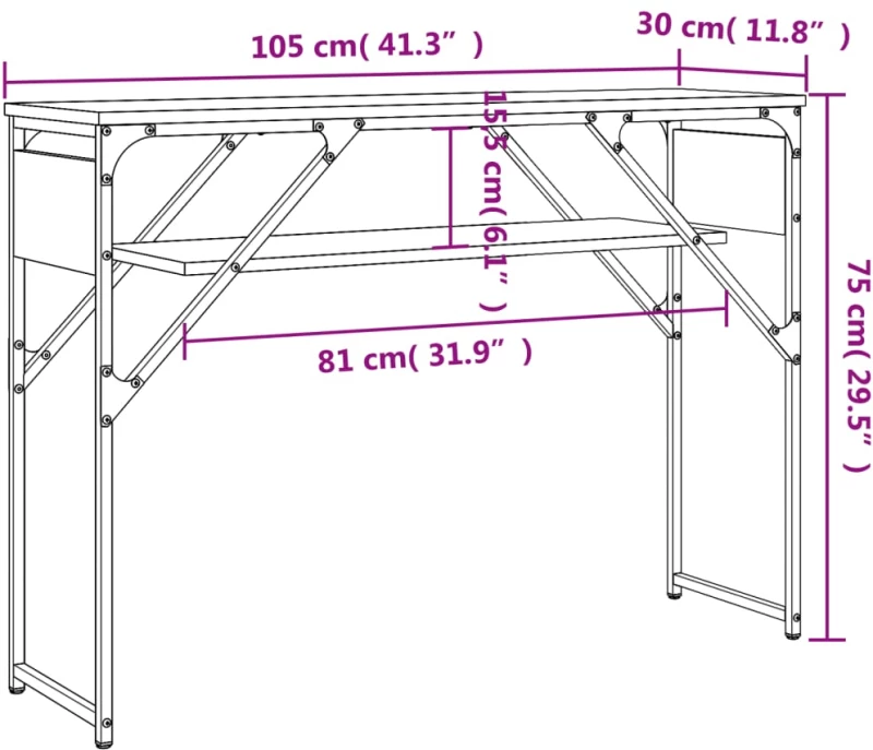 ΤΡΑΠΕΖΙ ΚΟΝΣΟΛΑ ΓΚΡΙ SONOMA 105 X 30 X 75 ΕΚ. ΑΠΟ ΕΠΕΞΕΡΓ. ΞΥΛΟ 837795