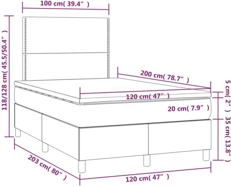 ΚΡΕΒΑΤΙ BOXSPRING ΜΕ ΣΤΡΩΜΑ & LED ΣΚ. ΜΠΛΕ 120X200ΕΚ. ΒΕΛΟΥΔΙΝΟ 3136057