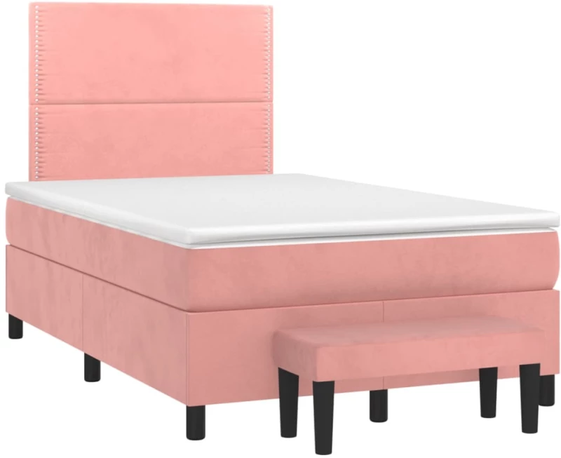 ΚΡΕΒΑΤΙ BOXSPRING ΜΕ ΣΤΡΩΜΑ ΡΟΖ 120X200 ΕΚ. ΒΕΛΟΥΔΙΝΟ 3137778