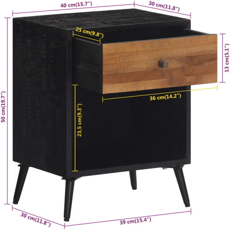 ΚΟΜΟΔΙΝΟ 40 X 30 X 50 ΕΚ. ΑΠΟ ΜΑΣΙΦ ΞΥΛΟ TEAK 358529