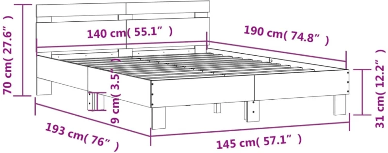 ΠΛΑΙΣΙΟ ΚΡΕΒΑΤΙΟΥ ΜΕ ΚΕΦΑΛΑΡΙ ΜΑΥΡΟ140X190ΕΚ.ΕΠΕΞΕΡΓΑΣΜΕΝΟ ΞΥΛΟ 3207435