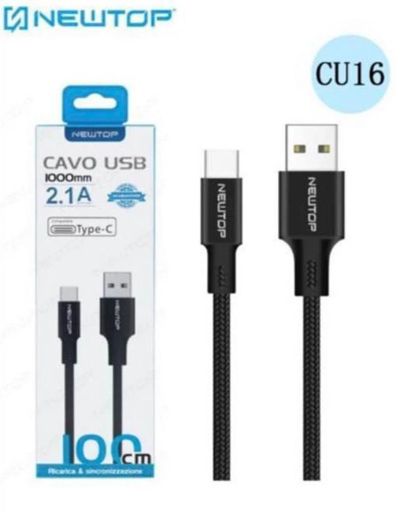 Newtop Braided USB 2.0 to Type-C Cable Μαύρο 1m (CU16)