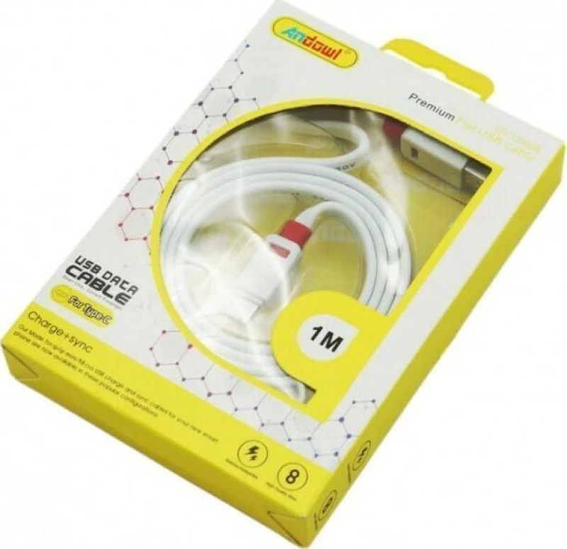 Andowl USB 2.0 Cable USB-C male - USB-A male Λευκό 1m (QY-C068C)
