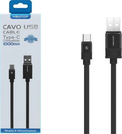 Newtop Regular USB 2.0 Cable USB-C male - USB-A male Μαύρο 1m (CU17)