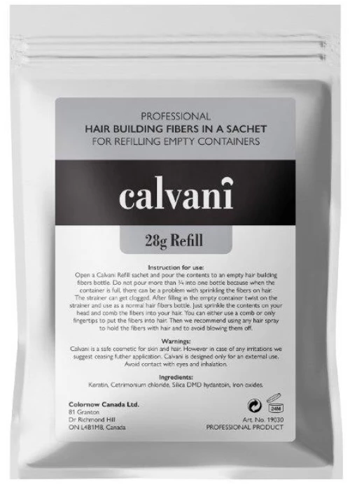 Calvani Hair Building Fibers Σκόνη Πύκνωσης Refill Pack Extra Dark Brown (Καστανό Σκούρο Ενισχυμένο) 28gr