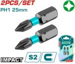 TOTAL Μύτες μαγνητικές μαύρες ΡH1 25mm 2 τεμάχια (TACIM71PH125)