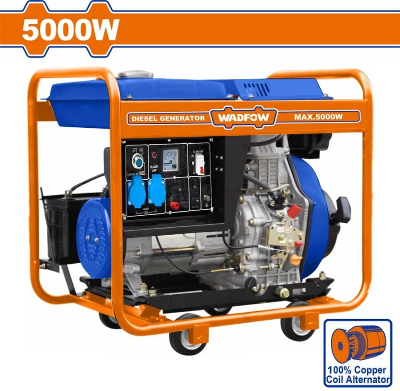 WADFOW Γεννήτρια DIESEL μονοφασική ανοιχτού τύπου 5.000W / 230V (WDG1A50)