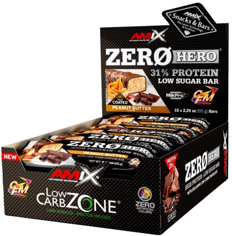 AMIX Nutrition ZeroHero Protein Bar [15 x 65 Γραμμάρια] Φυστικοβούτυρο