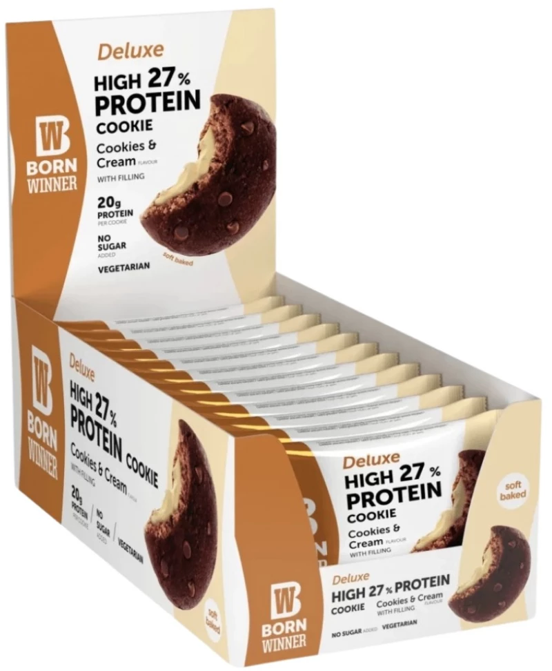 Born Winner Deluxe 27% High Protein Cookie [12 x 75 Γραμμάρια] Μπισκότα με κρέμα