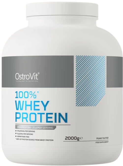 OstroVit Whey Protein | 100% Whey Protein Concentrate + Keychain FREE [2000 Γραμμάρια] Φυστικοβούτυρο