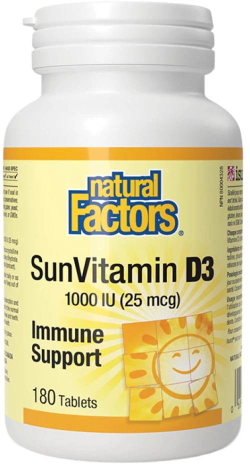 Natural Factors SunVitamin D3 1000 IU [180 Ταμπλέτες]
