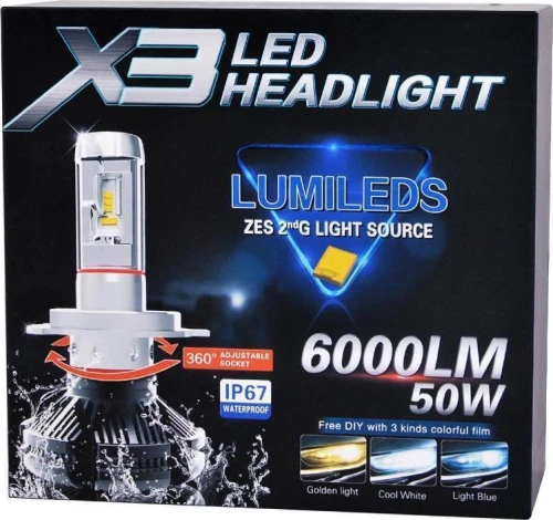 Autoline Λάμπες Αυτοκινήτου X3 H7 LED 6000K Ψυχρό Λευκό 9-32V 50W 2τμχ