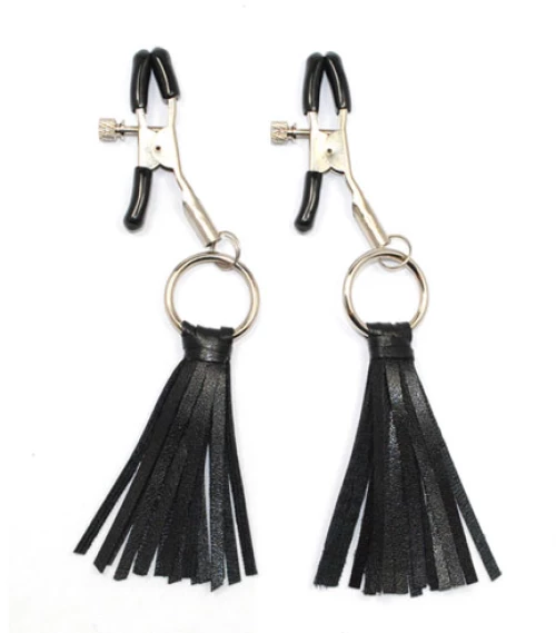 Nipple Clamps with Leather Cluster