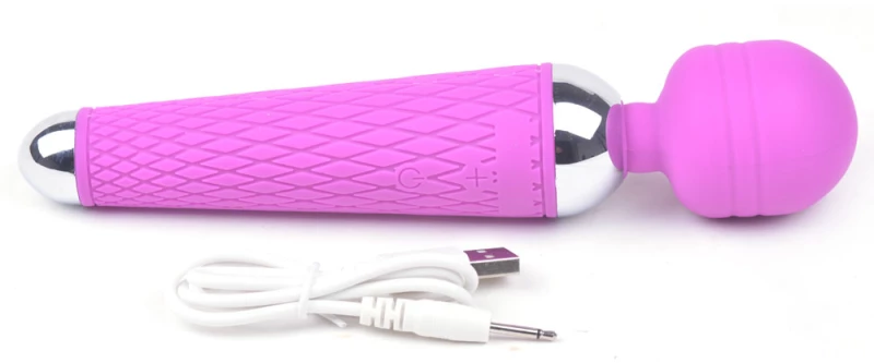 10-Speed Purple Color Rechargeable Silicone Wand Massager