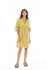Γυναικείο Beachwear Pink Label - Κοντό καφτάνι - Yellow - Βαμβακερό