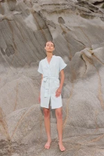 Γυναικείο Beachwear Pink Label - Κοντό με Ζώνη - Blue Cloud - Βαμβακερό