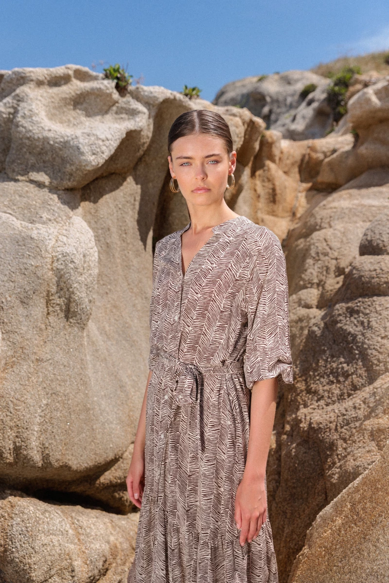 Γυναικείο Beachdress Pink Label -  Φόρεμα Maxi - Γήινες Αποχρώσεις - Viscose