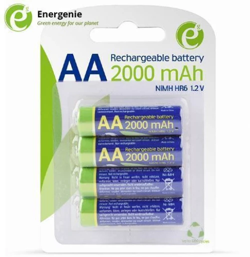 ENERGENIE RECHARGEABLE AA INSTANT BATTERIES READY TO USE 2000MAH 4PCS RETAIL PACK