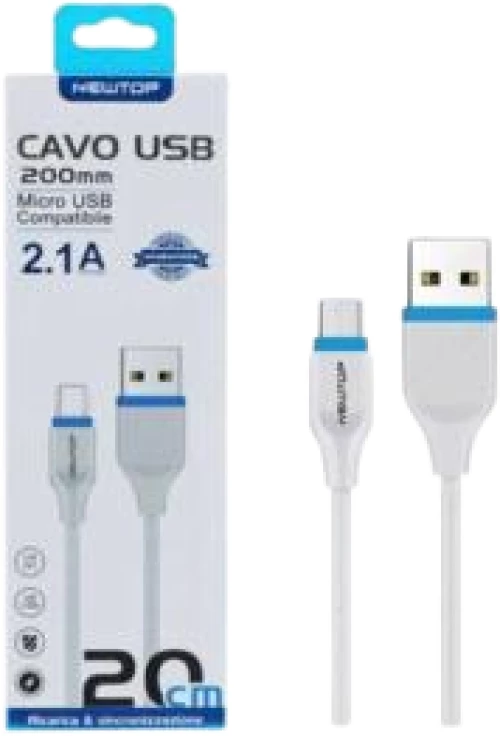 Newtop CU09 Flat USB 2.0 to micro USB Cable Λευκό 20CM