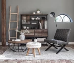 TS Wood Τραπέζι σαλονιού Berta μαύρο από ξύλο Teak 60x35cm - 062023