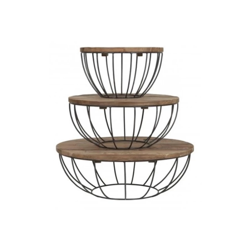 TS Wood Τραπέζι σαλονιού Berta μαύρο από ξύλο Teak 60x35cm - 062023