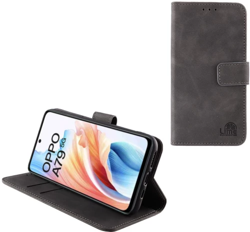 LIME ΘΗΚΗ OPPO A79 5G 6.72" ESSENTIAL MAGNET BOOK STAND CLIP GREY LIME SUCCESSORIES Γκρι PU Leather