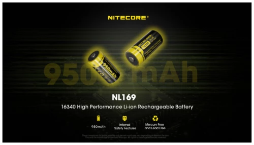 Επαναφορτιζόμενη Μπαταρία 950mAh RCR123A Nitecore Κωδ. NL169