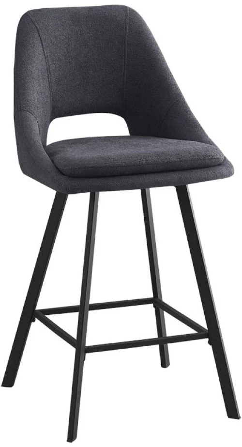 Σκαμπό μπαρ Initiate pakoworld ανθρακί μπουκλέ ύφασμα-πόδι μαύρο μέταλλο 48x56x98εκ