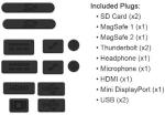 ENKAY  Βύσματα Σιλικόνης Αντί-Σκόνης για Apple MacBook Air / Pro (12τμχ) (Μαύρο)