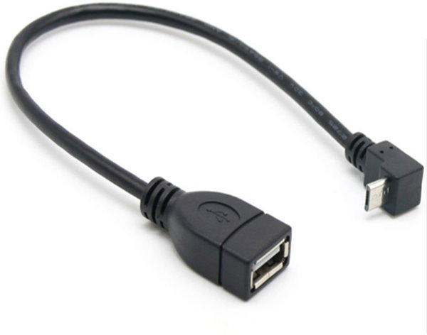Καλώδιο OTG Micro USB 5pin Αρσενικό σε USB 2.0 Θηλυκό 90° Γωνία Πάνω (20cm) (Μαύρο) (OEM)