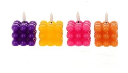 Κερί κύβος LED 4χρωμ 6x6Η6cm