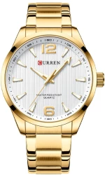 Curren 8434 Gold White Ρολόι με Λευκό Καντράν και Χρυσό Μπρασελέ