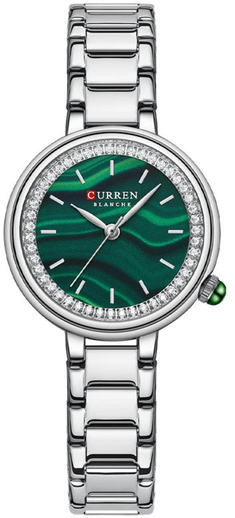 C9089 Silver Green Curren Γυναικείο Ρολόι με Μεταλλικό Μπρασελέ