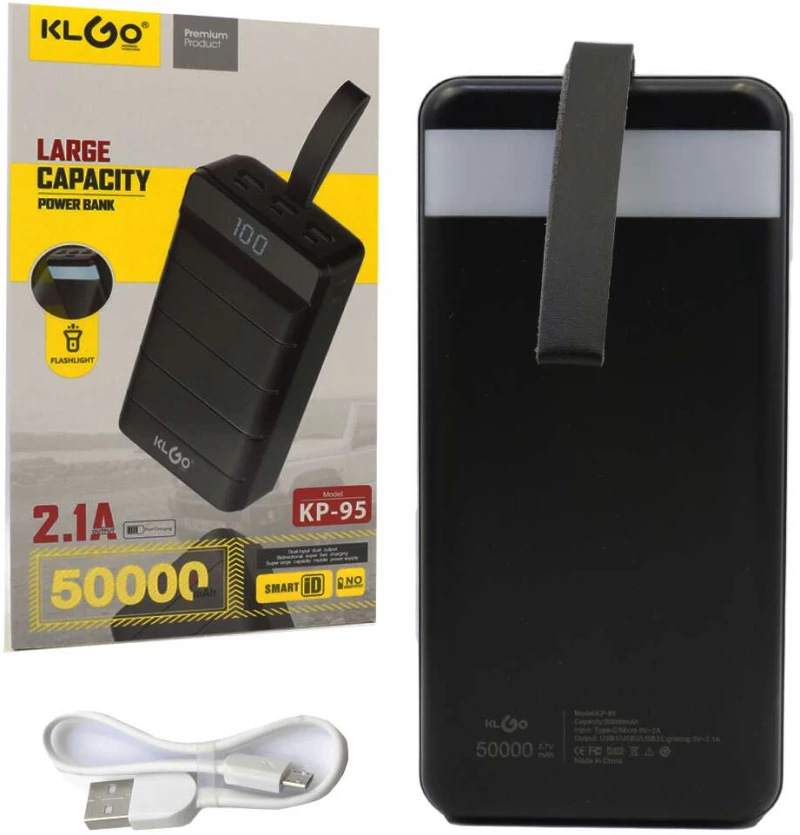 Powerbank 50000 mAh με 3 Θύρες USB-A KLGO KP-95 Μαύρο
