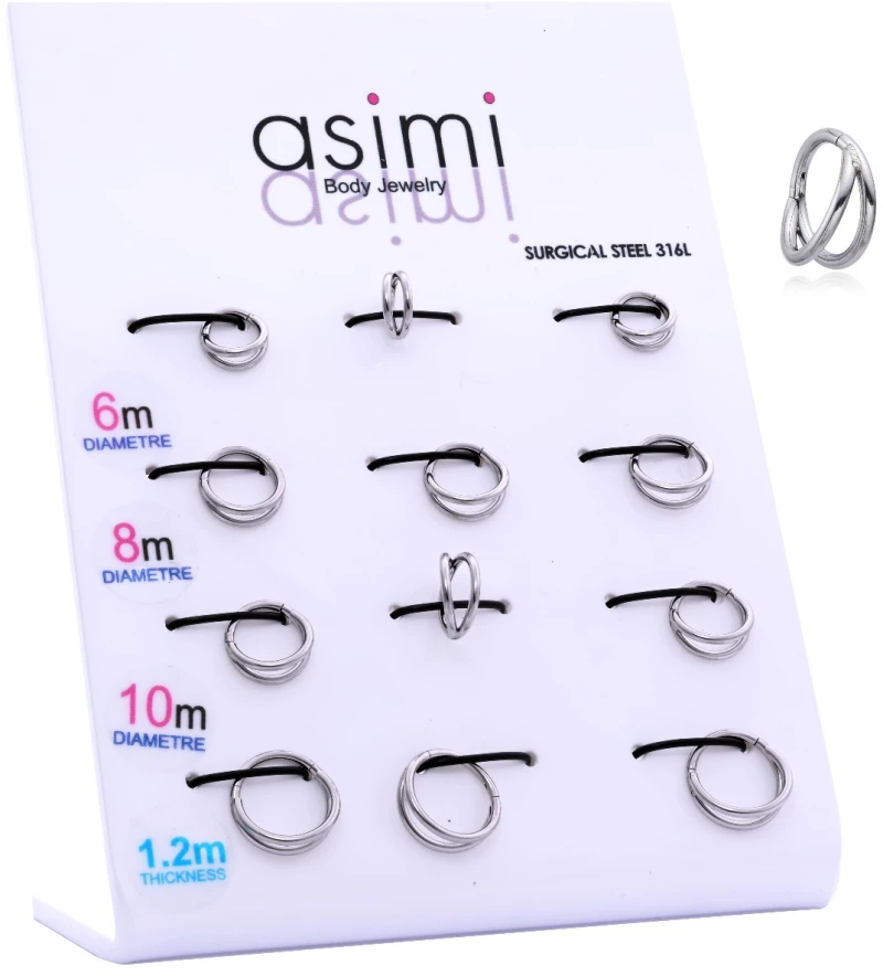 ΣΚΟΥΛΑΡΙΚΙ ΔΙΠΛΟ CLICKER 10MM ΑΤΣΑΛΙ 316L ΑΣΗΜΙ S90080-2