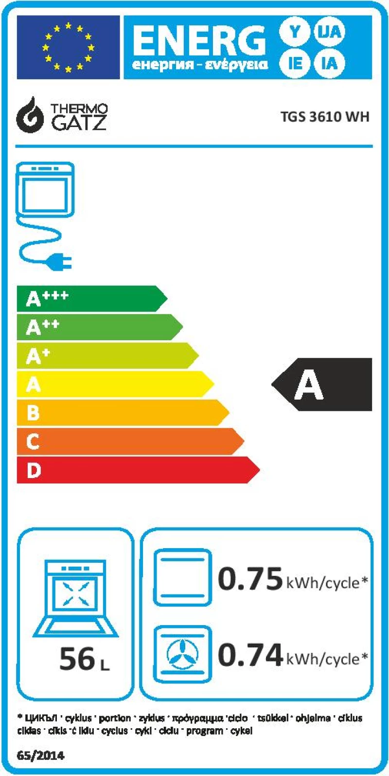 THERMOGATZ - ΚΟΥΖΙΝΑ ΜΙΚΤΗ TGS 3610 WH TURBO