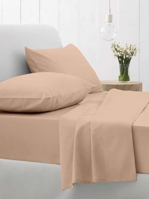 Σετ Σεντόνια Cotton Feelings 110 Beige Μονό με λάστιχο(105x205 30)