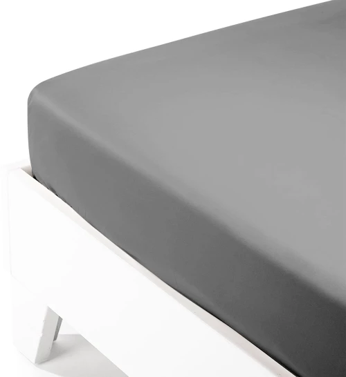 Κατωσέντονο Satin με λάστιχο Dark Grey Διπλό (160x200 35)