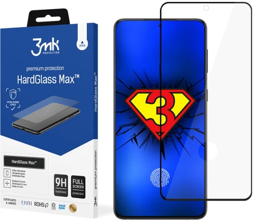 Προστατευτικό Οθόνης 3MK HardGlass Max Samsung (Finger Print) Galaxy S21 Ultra Μαύρο - 3MK - Μαύρο - Galaxy S21 Ultra