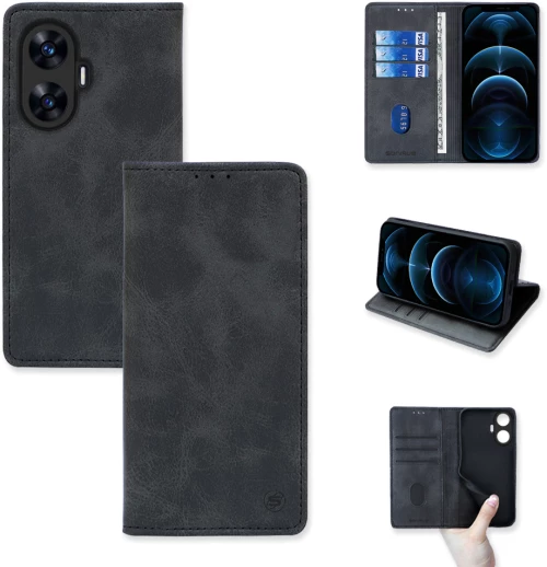 Θήκη Πορτοφόλι Vintage Magnet Wallet Sonique Realme C55 Μαύρο - Sonique - Μαύρο - Realme C55 - Θήκη Πορτοφόλι