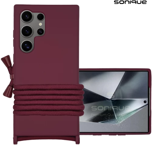 Θήκη Σιλικόνης με Κορδόνι CarryHang Sonique Samsung Galaxy S24 Ultra Μπορντώ - Sonique - Μπορντώ - Galaxy S24 Ultra - Θήκες Πλάτης