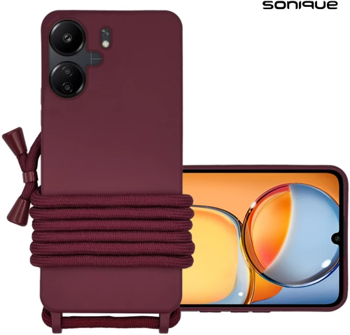 Θήκη Σιλικόνης με Κορδόνι CarryHang Sonique Xiaomi Redmi 13C 4G / Poco C65 4G Μπορντώ - Sonique - Μπορντώ - Poco C65 4G, Redmi 13C 4G - Θήκες Πλάτης