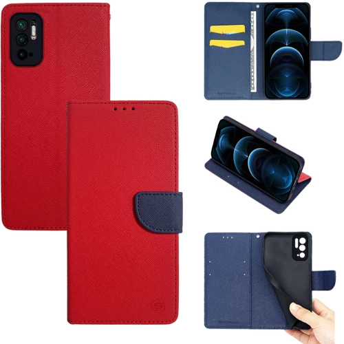 Θήκη Πορτοφόλι Sonique Trend Wallet Xiaomi Redmi Note 10 5G / Poco M3 Pro 5G Κόκκινο / Σκούρο Μπλε - Sonique - Κόκκινο / Σκούρο Μπλε - Poco M3 Pro 5G, Redmi Note 10 5G - Θήκη Πορτοφόλι