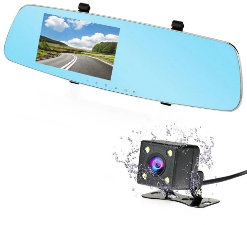 Βίντεο καταγραφέας DVR 1080 FULL HD με 4" LCD οθόνη στον καθρέφτη με κάμερα οπισθοπορείας και καταγραφή