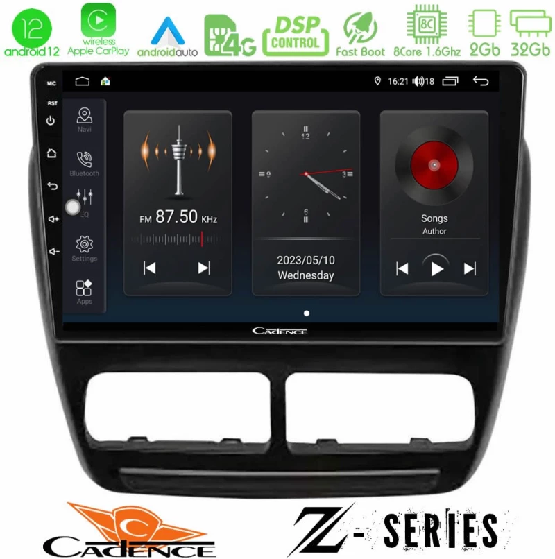 Cadence Z Series Fiat Doblo / Opel Combo 2010-2014 8Core Android12 2+32GB Navigation Multimedia Tablet 9"