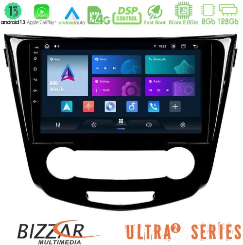 Bizzar Ultra Series Nissan Qashqai J11 (Manual A/C) 8core Android13 8+128GB Navigation Multimedia Tablet 10"