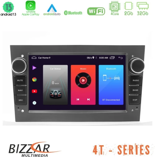Bizzar OEM Opel Astra/Corsa/Antara/Zafira 4core Android13 2+32GB Navigation Multimedia Deckless 7" με Carplay/AndroidAuto (γκρι)