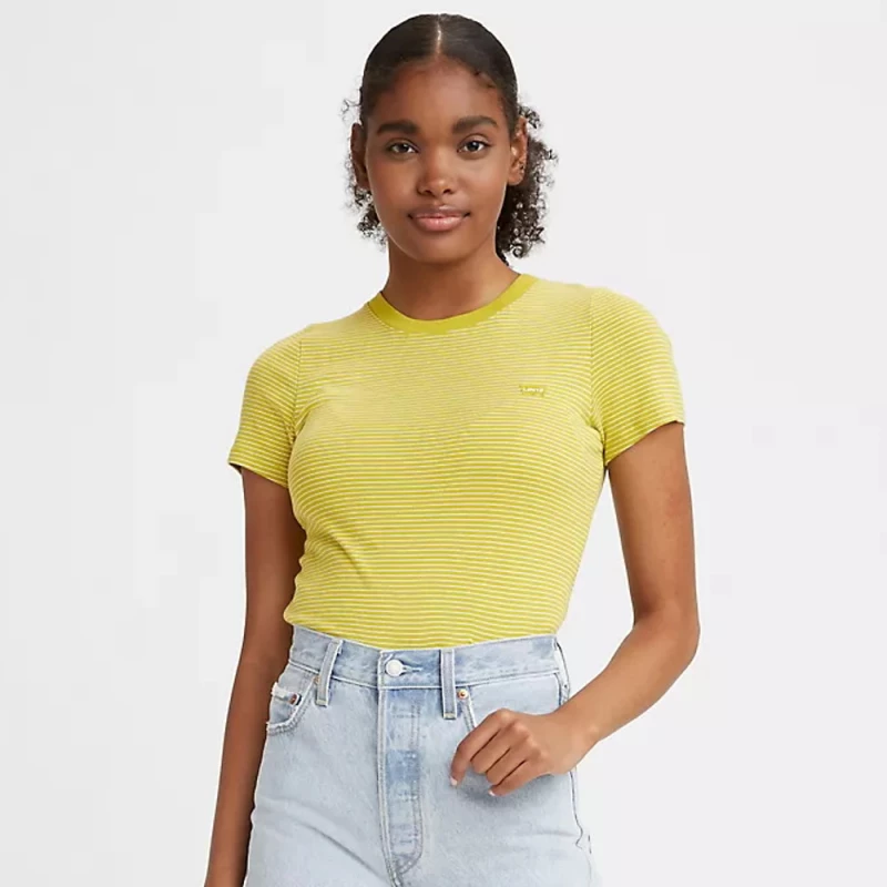 Levi's® Women's Ribbed Baby Tee Pecan Stripe