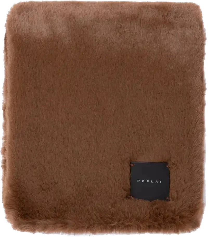 REPLAY SCARF FUR-EFFECT BRICK/BROWN