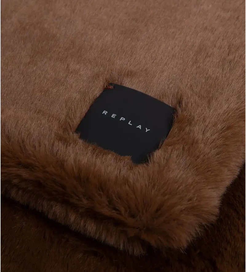 REPLAY SCARF FUR-EFFECT BRICK/BROWN